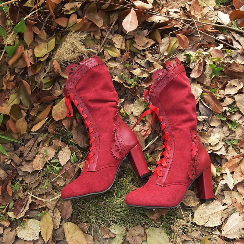 Steampunk Women Sexy Leather Suede Boots