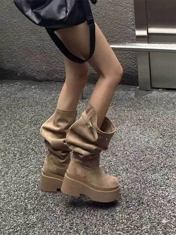 Thick Heel Knee High Boots
