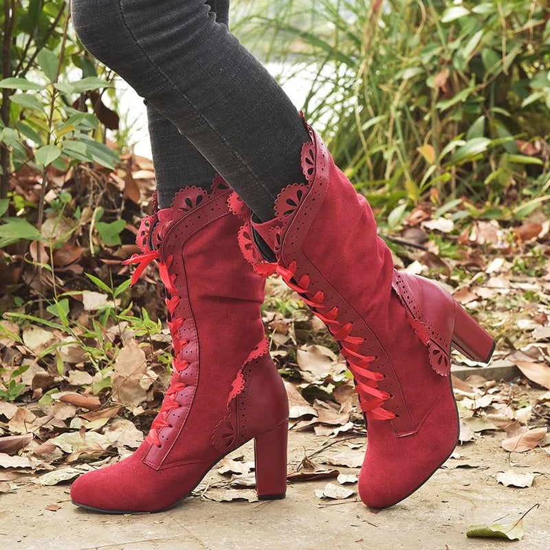Steampunk Women Sexy Leather Suede Boots