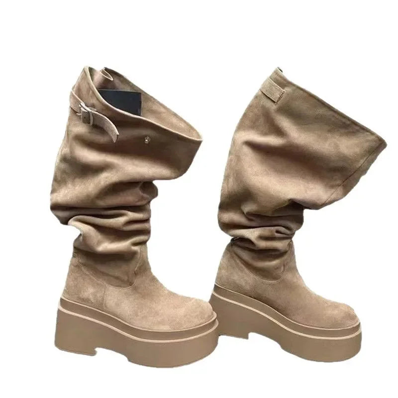 Thick Heel Knee High Boots
