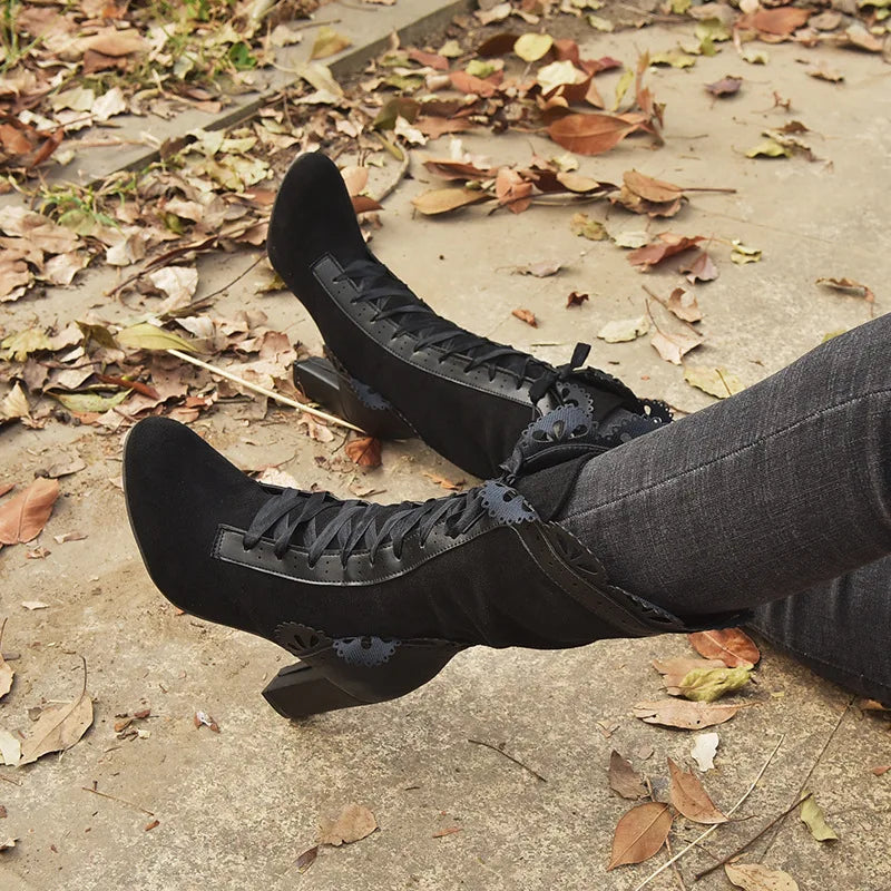 Steampunk Women Sexy Leather Suede Boots