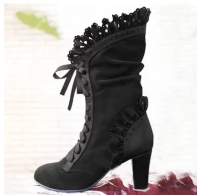 Steampunk Women Sexy Leather Suede Boots