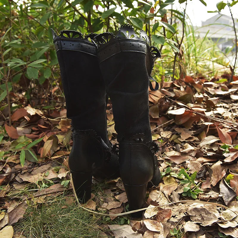 Steampunk Women Sexy Leather Suede Boots
