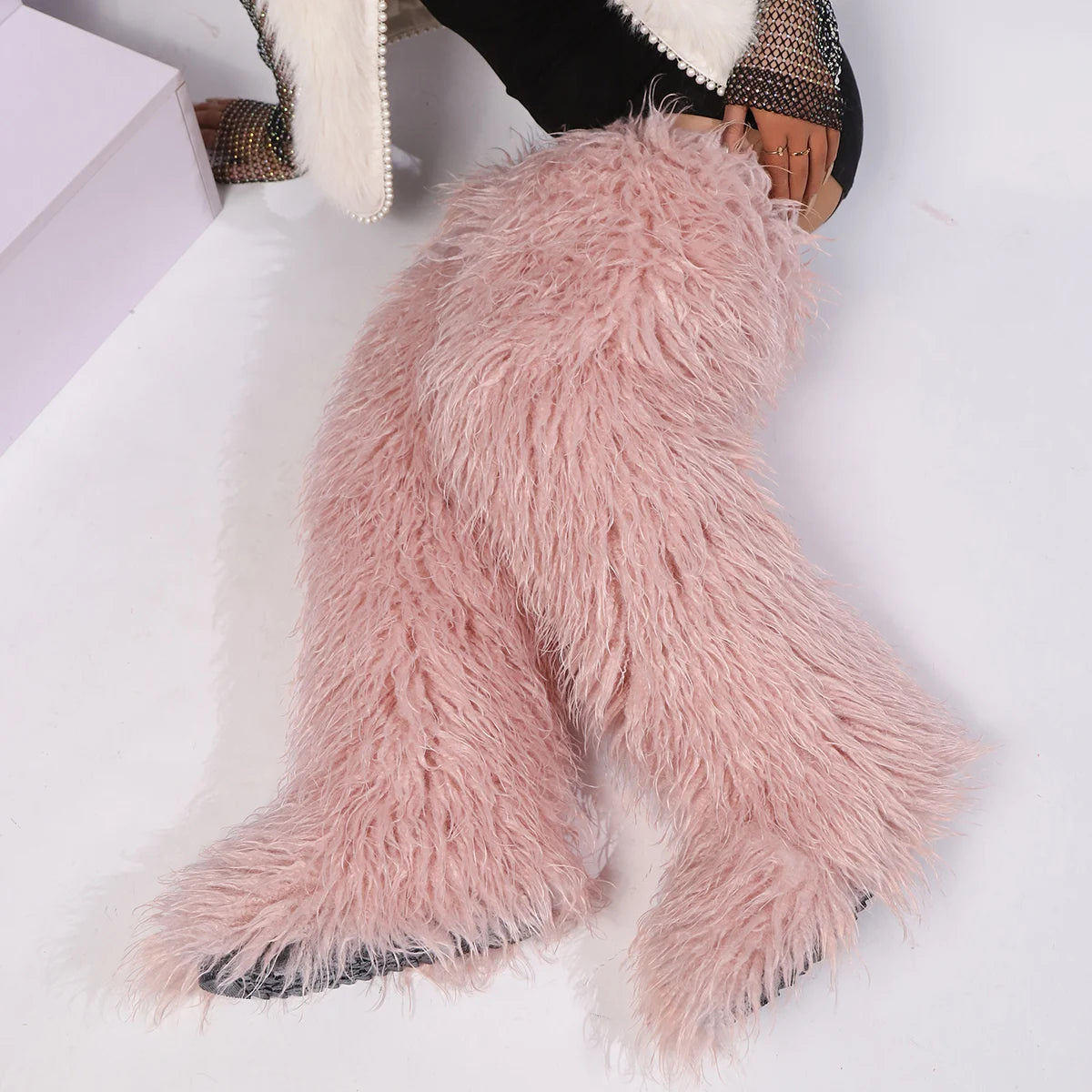 Women's Thigh High Mongolian Boots High Boots Winter New Fox Fur Snow Boots  Women's Boots Leg Warm Boots Non-Slip Soles