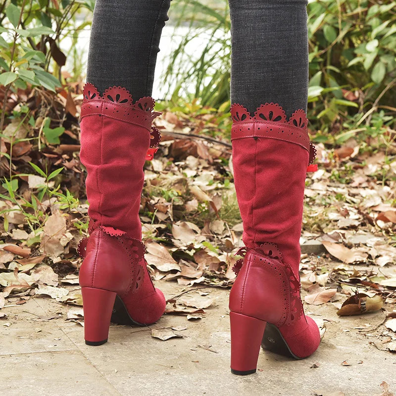 Steampunk Women Sexy Leather Suede Boots