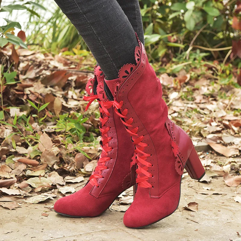 Steampunk Women Sexy Leather Suede Boots