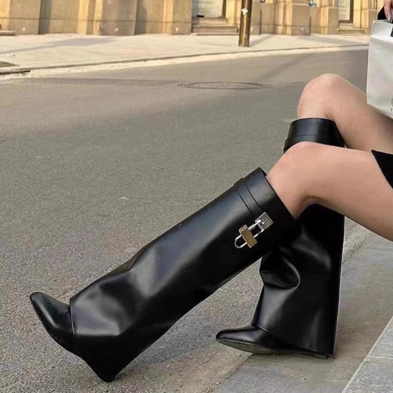 Black knee-high boots