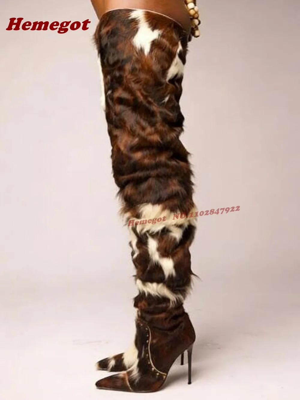 Luxury Horsehair Patchwork Stiletto Boot
