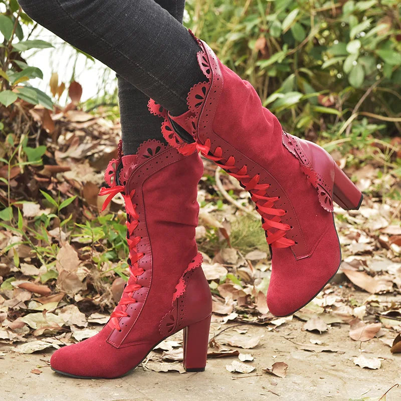 Steampunk Women Sexy Leather Suede Boots