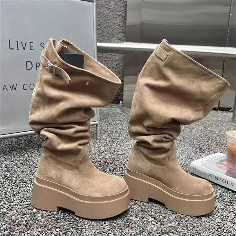 Thick Heel Knee High Boots