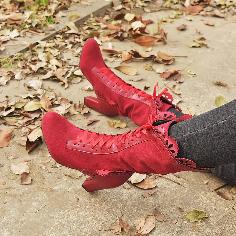 Steampunk Women Sexy Leather Suede Boots